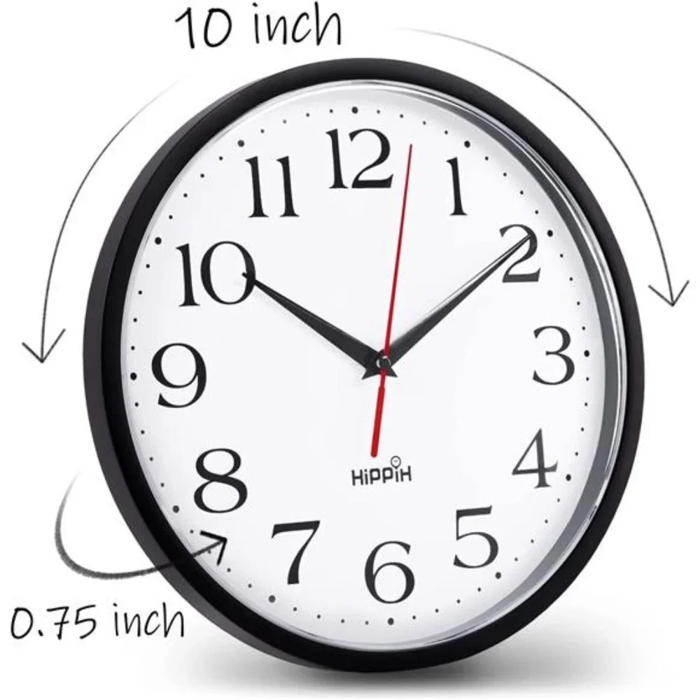 2 Pack Silent Wall Clock, 10 Inch Non Ticking Quiet Digital Sweep Decorative